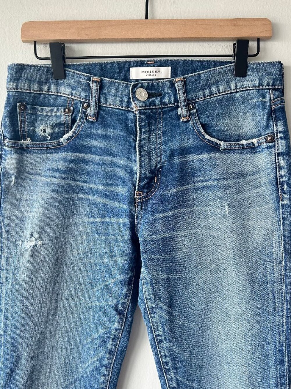 Moussy Vintage Sundance Skinny Jeans 28 Distressed Made in Japan Premium Denim - Picture 2 of 9